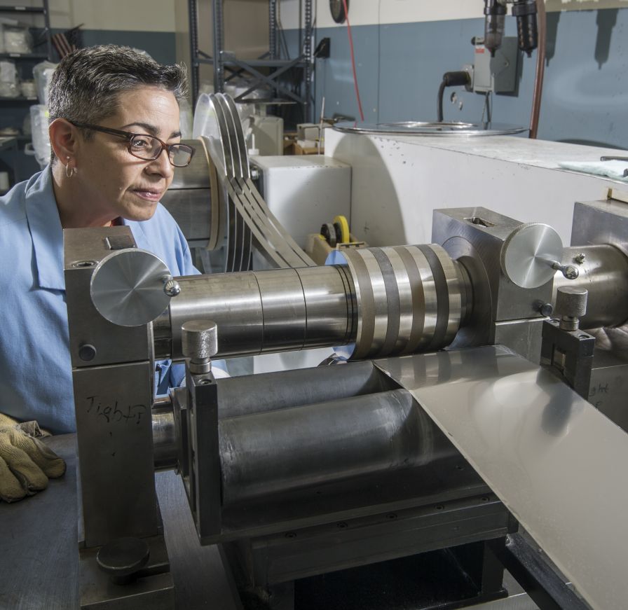 Worker using machine