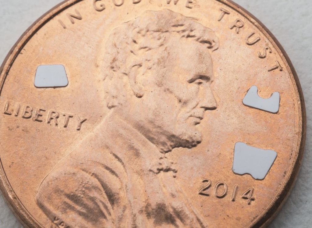 stamping with penny for scale